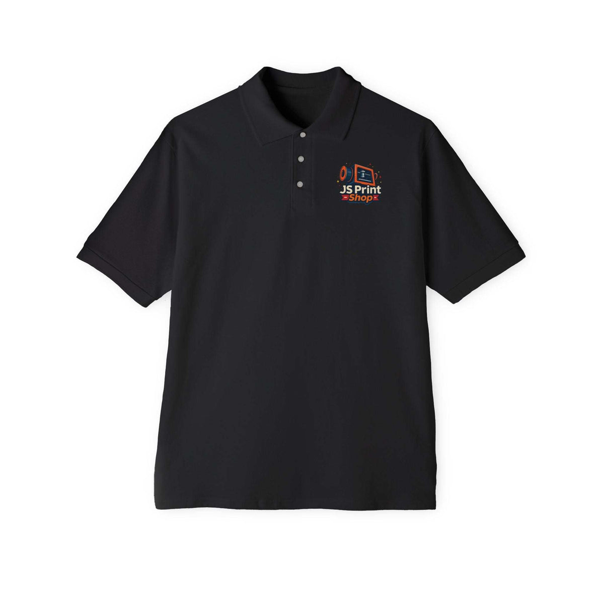 JS Print Shop men's piqué polo made from 100% ring-spun cotton with pearlized buttons and welt-knit collar