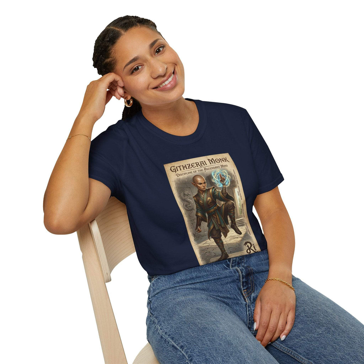 Githzerai Monk Illustration T-Shirt | Fantasy Character Art