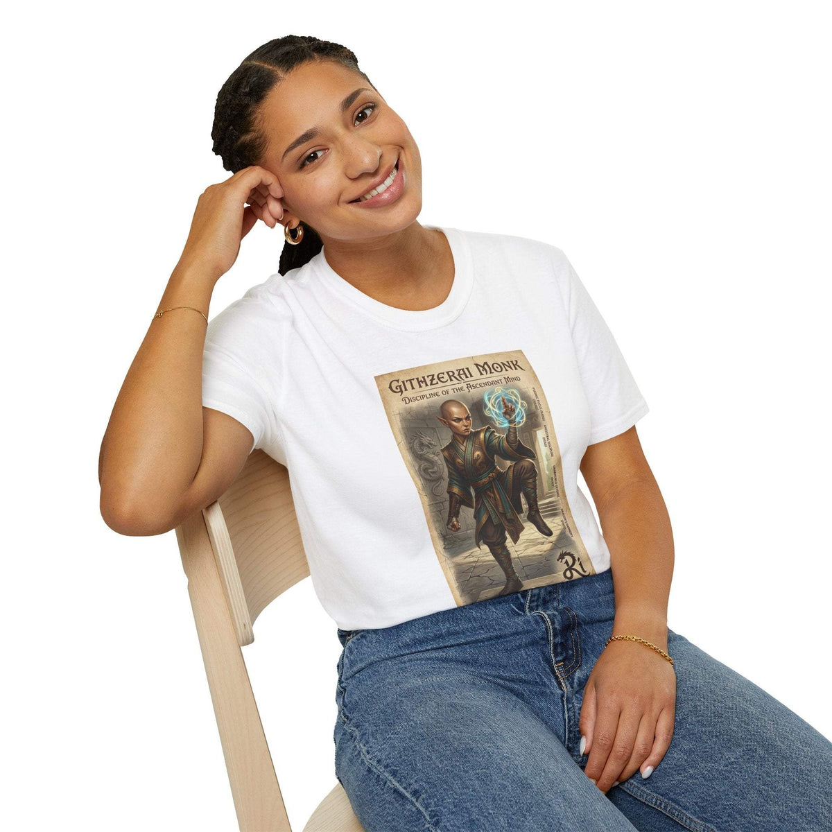 Githzerai Monk Illustration T-Shirt | Fantasy Character Art