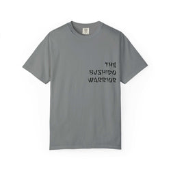 Samurai T-Shirt with hand-drawn samurai graphic and "The Bushido Warrior" chest print on garment-dyed cotton tee