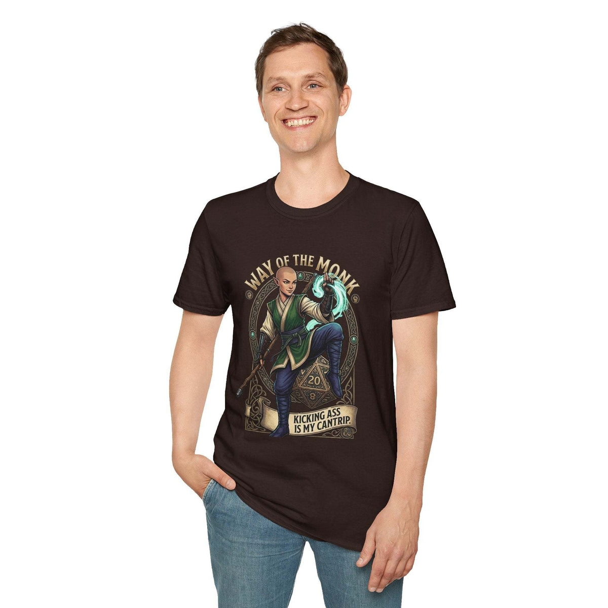 Way of the Monk T-Shirt featuring detailed vintage-style illustration on lightweight white cotton tee