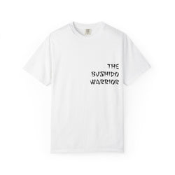 Samurai T-Shirt with hand-drawn samurai graphic and “The Bushido Warrior” chest print on vintage garment-dyed fabric