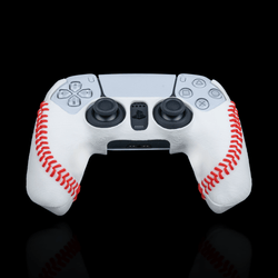 Baseball-themed controller cover with red stitches on white background for Xbox and PS5 controllers