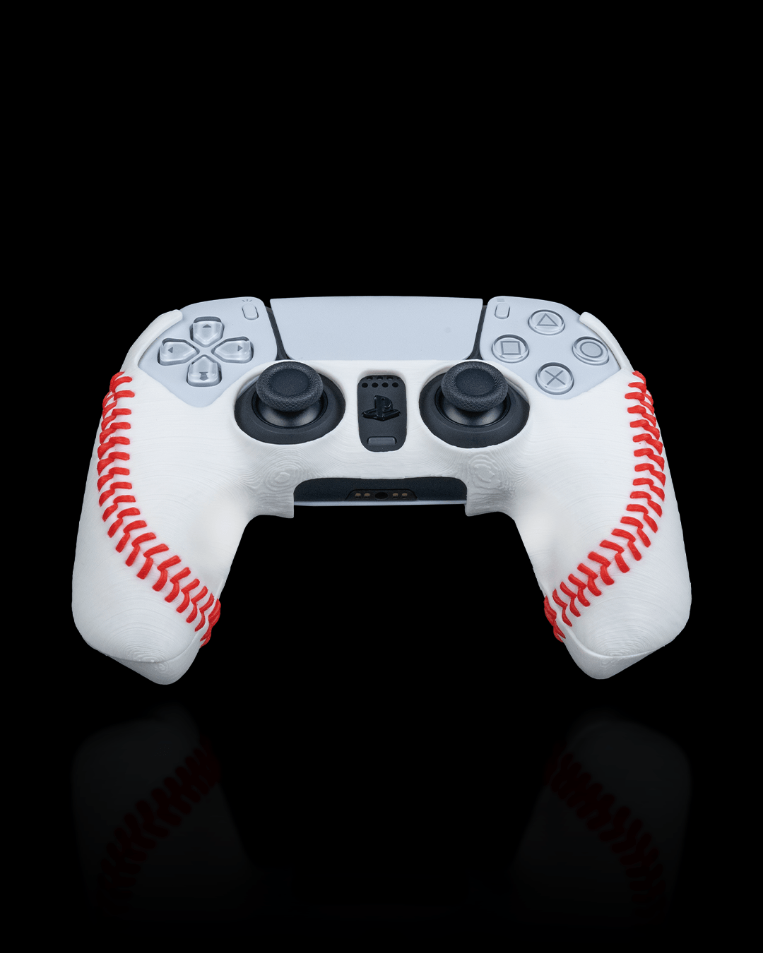 Baseball-themed controller cover with red stitches on white background for Xbox and PS5 controllers