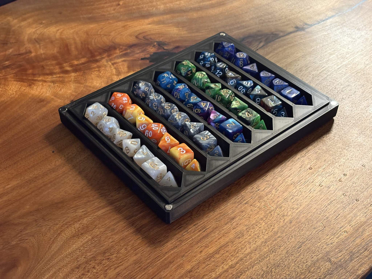 Dice Storage Tray – Magnetic Lid RPG Organizer (Holds Multiple Sets) 🎲