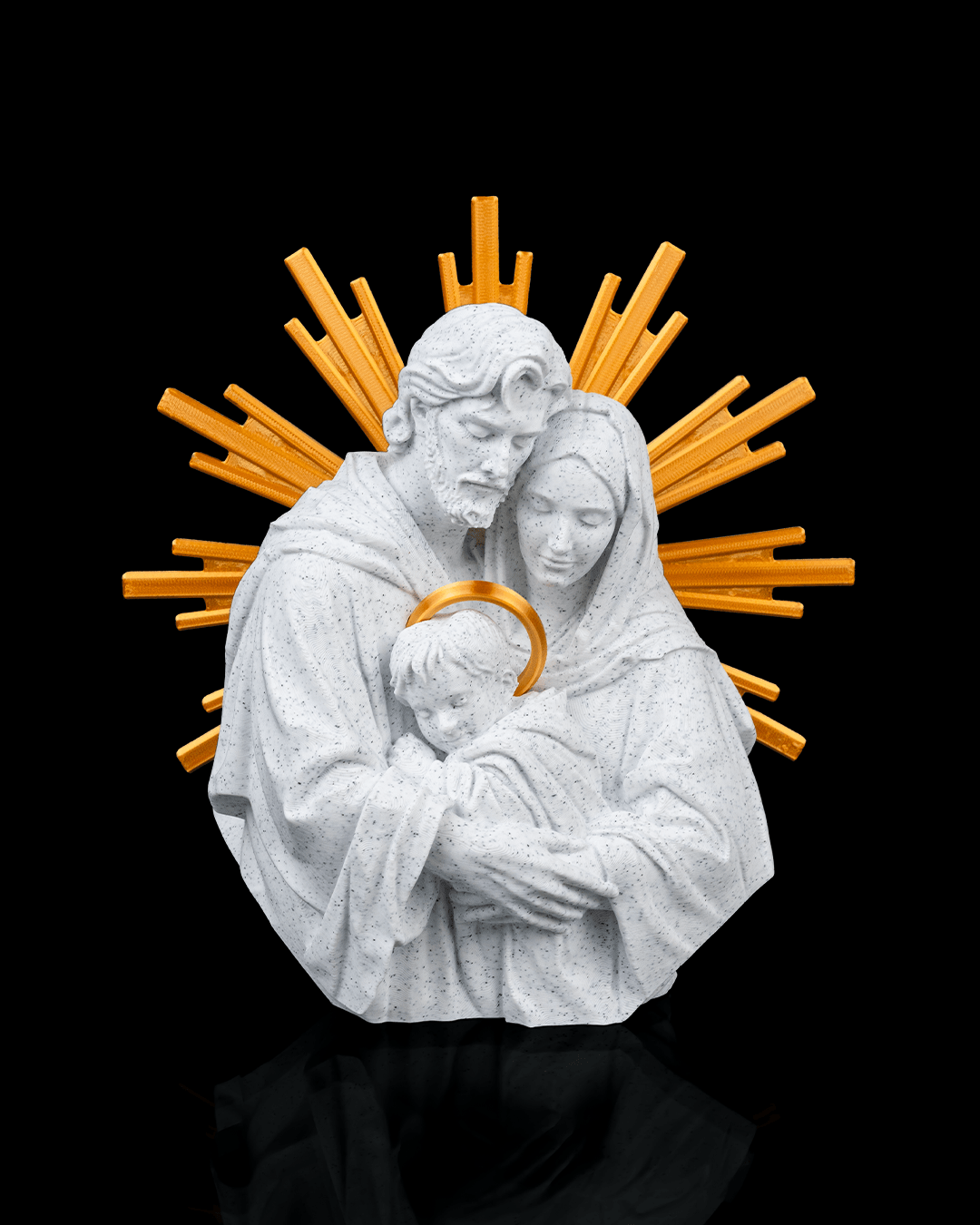 3D printed Christian Icons Collection wall art featuring six sacred designs including Dove of Peace, Holy Christ, Holy Family, Holy Mary, Lion of Judah, and Sacred Cross