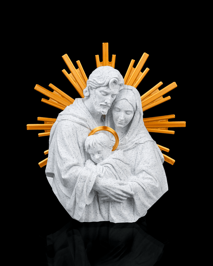 3D printed Christian Icons Collection wall art featuring six sacred designs including Dove of Peace, Holy Christ, Holy Family, Holy Mary, Lion of Judah, and Sacred Cross