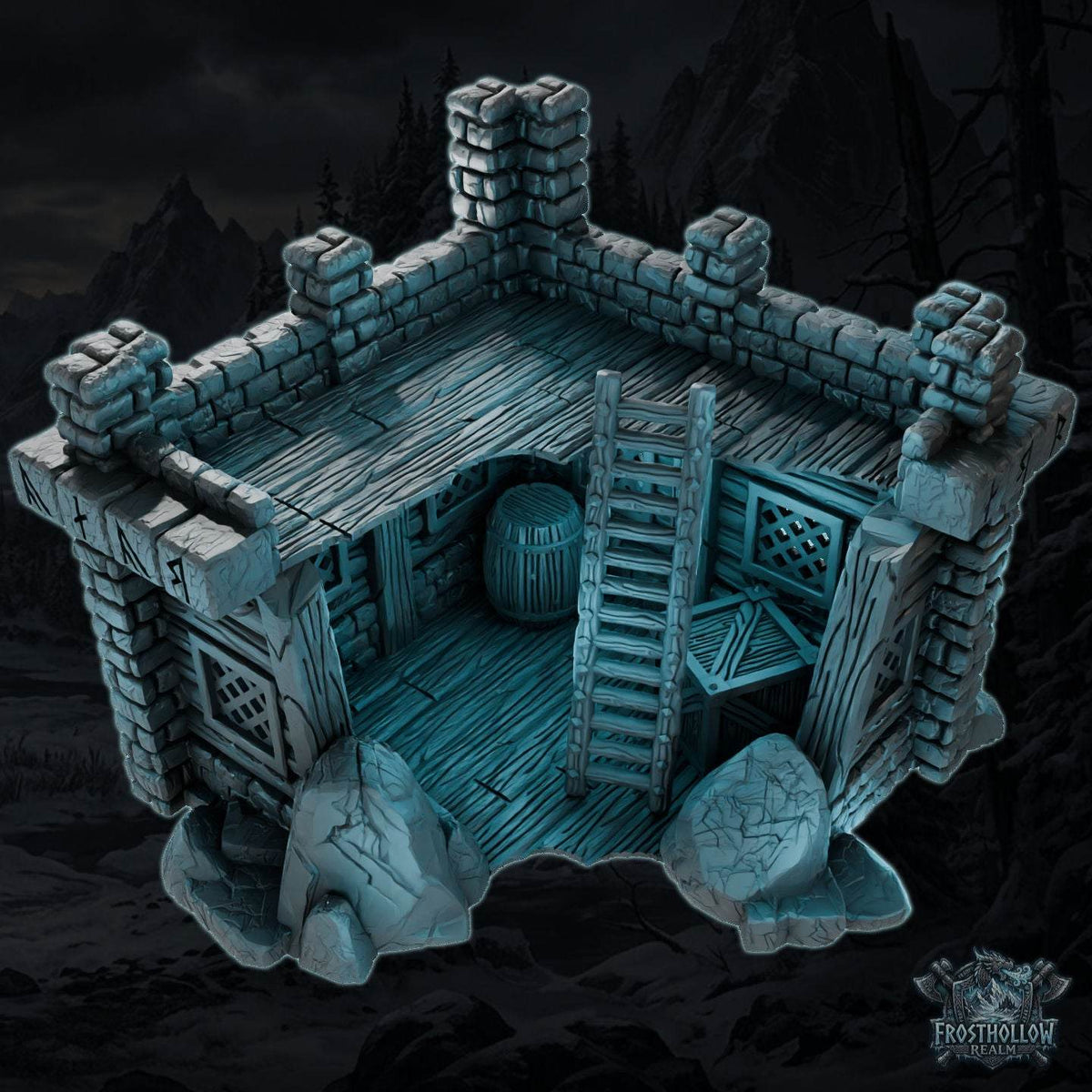 Abandoned hut in Nightspire Vale at night with eerie atmosphere